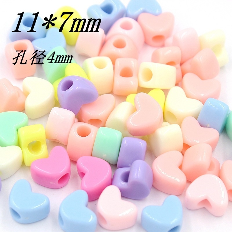 Macaron Color Heart Large Hole Acrylic Loose Beads, Colorful Acrylic Beads for DIY Handmade Bracelet Jewelry Making Wholesale