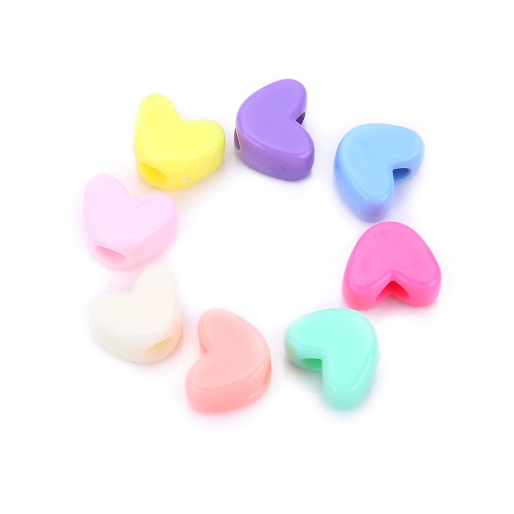 Macaron Color Heart Large Hole Acrylic Loose Beads, Colorful Acrylic Beads for DIY Handmade Bracelet Jewelry Making Wholesale
