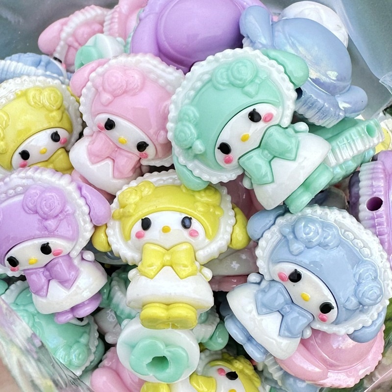 Lolita Style My Melody Silicone 3D Through Hole Beads, DIY Bead Pen, Phone Lanyard & Bag Charm Handmade Jewelry Supplies Wholesale