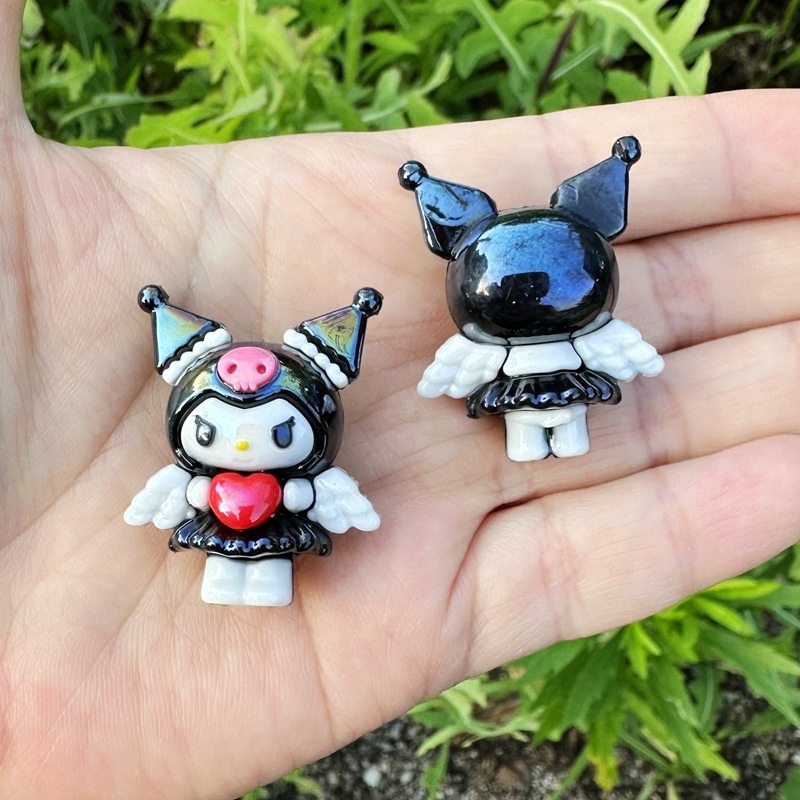 Standing Kuromi Silicone Doll Through Hole Beads, DIY Phone Lanyard, Keychain, Car Charm & Beadable Pen Accessories Wholesale