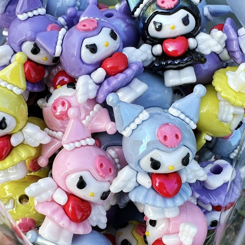 Standing Kuromi Silicone Doll Through Hole Beads, DIY Phone Lanyard, Keychain, Car Charm & Beadable Pen Accessories Wholesale