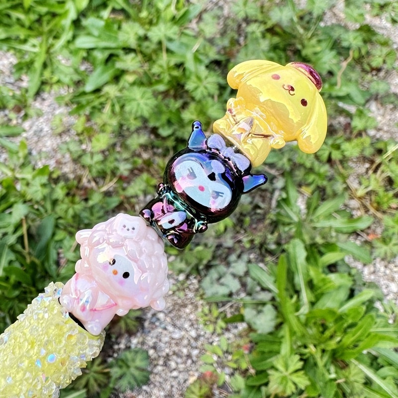 3D Sanrio Kuromi Resin Through Hole Beads, DIY Bead Pen, Phone Lanyard & Keychain Handmade Jewelry Accessories Wholesale