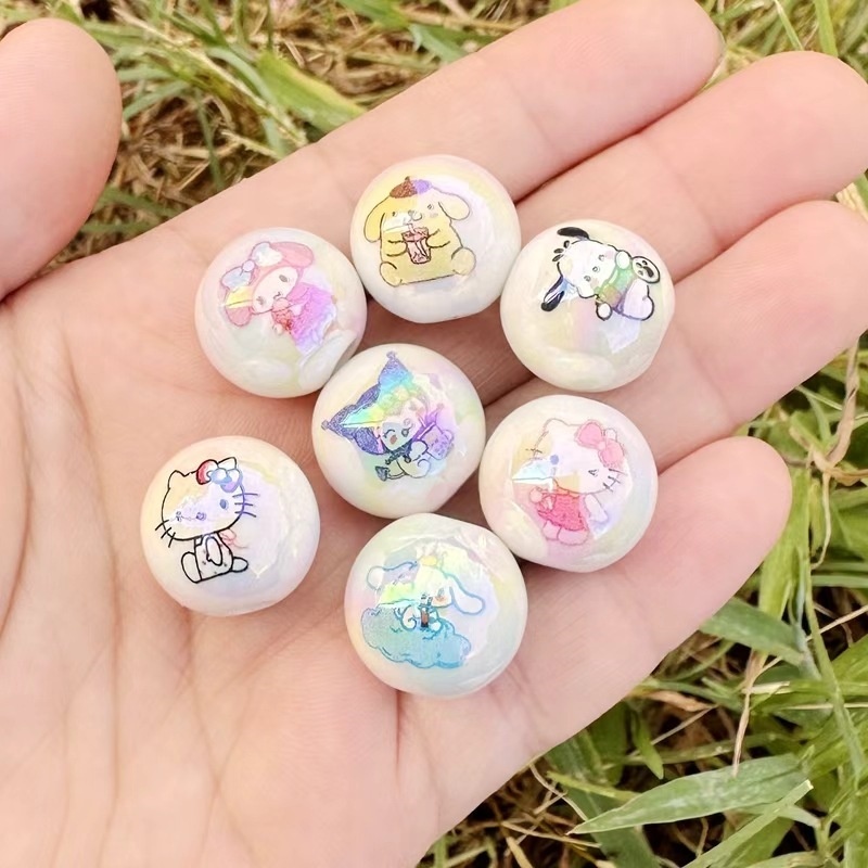 Luminous Double Printed Sanrio Through Hole Resin Beads, DIY Phone Lanyard, Keychain & Car Charm Jewelry Making Supplies Wholesale