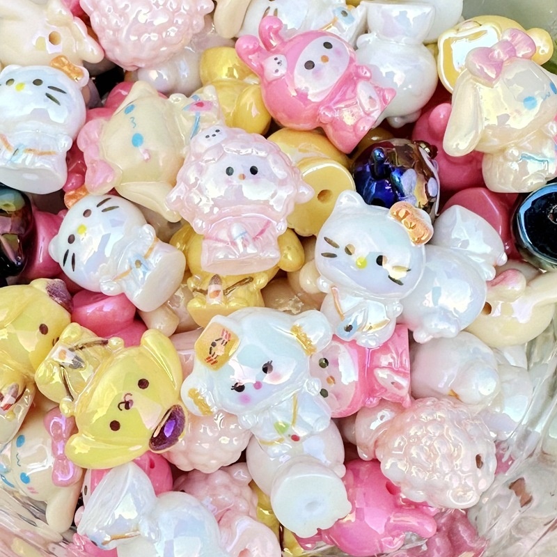 3D Sanrio Kuromi Resin Through Hole Beads, DIY Bead Pen, Phone Lanyard & Keychain Handmade Jewelry Accessories Wholesale