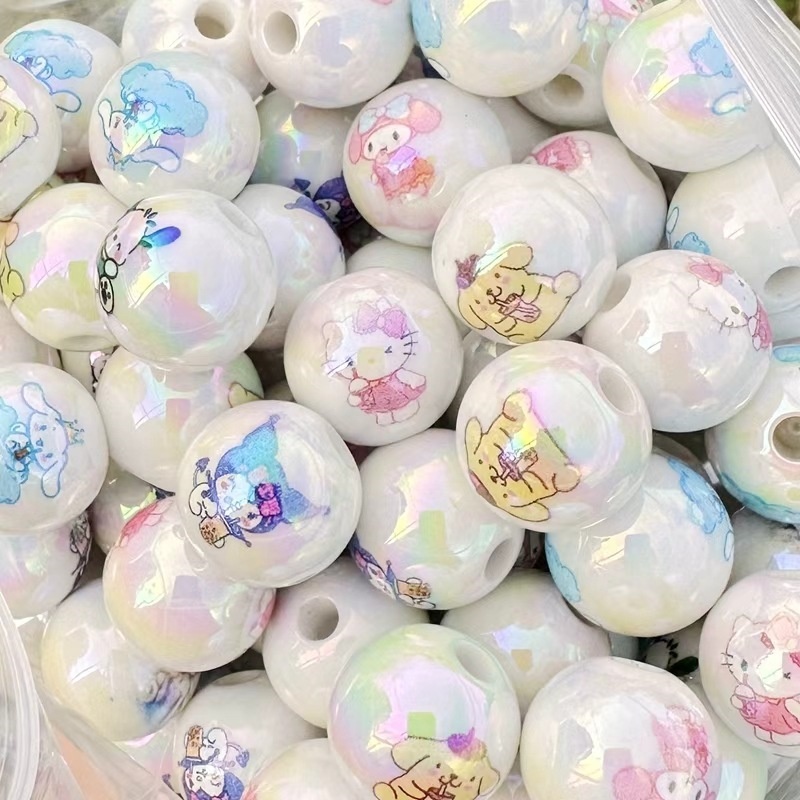 Luminous Double Printed Sanrio Through Hole Resin Beads, DIY Phone Lanyard, Keychain & Car Charm Jewelry Making Supplies Wholesale