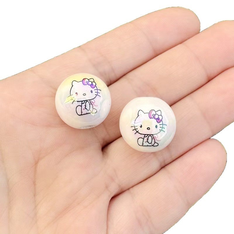 Luminous Double Printed Sanrio Through Hole Resin Beads, DIY Phone Lanyard, Keychain & Car Charm Jewelry Making Supplies Wholesale