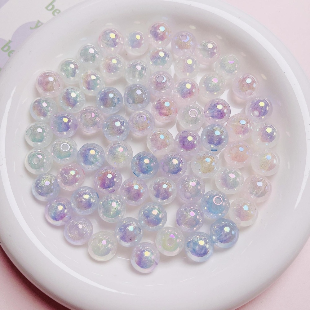 High Grade Fine Glitter Luminous Meteor UV Rainbow Plated Round Beads, Scratch Resistant DIY Phone Lanyard Bag Charm Jewelry Making Supplies Wholesale