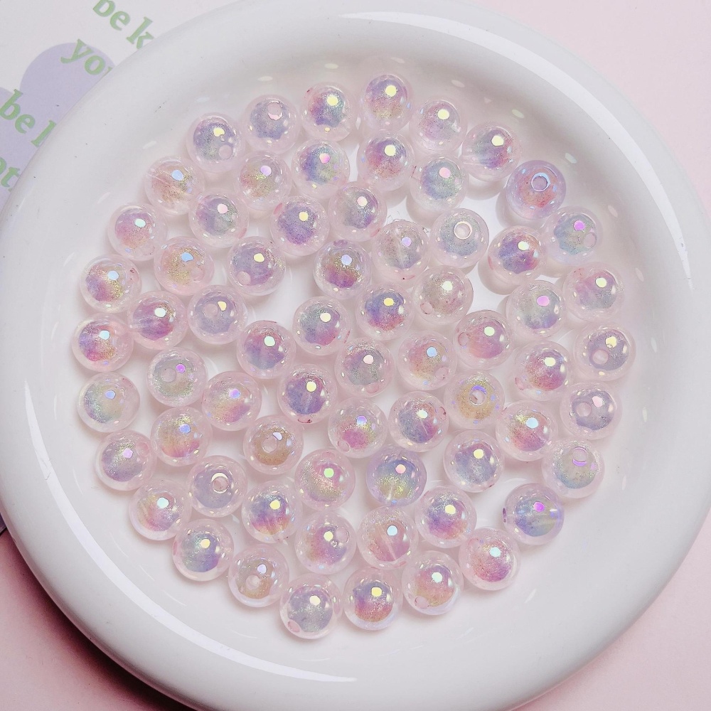 High Grade Fine Glitter Luminous Meteor UV Rainbow Plated Round Beads, Scratch Resistant DIY Phone Lanyard Bag Charm Jewelry Making Supplies Wholesale