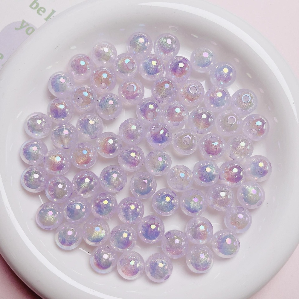 High Grade Fine Glitter Luminous Meteor UV Rainbow Plated Round Beads, Scratch Resistant DIY Phone Lanyard Bag Charm Jewelry Making Supplies Wholesale