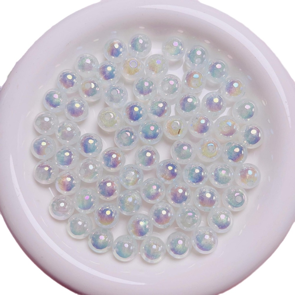 High Grade Fine Glitter Luminous Meteor UV Rainbow Plated Round Beads, Scratch Resistant DIY Phone Lanyard Bag Charm Jewelry Making Supplies Wholesale