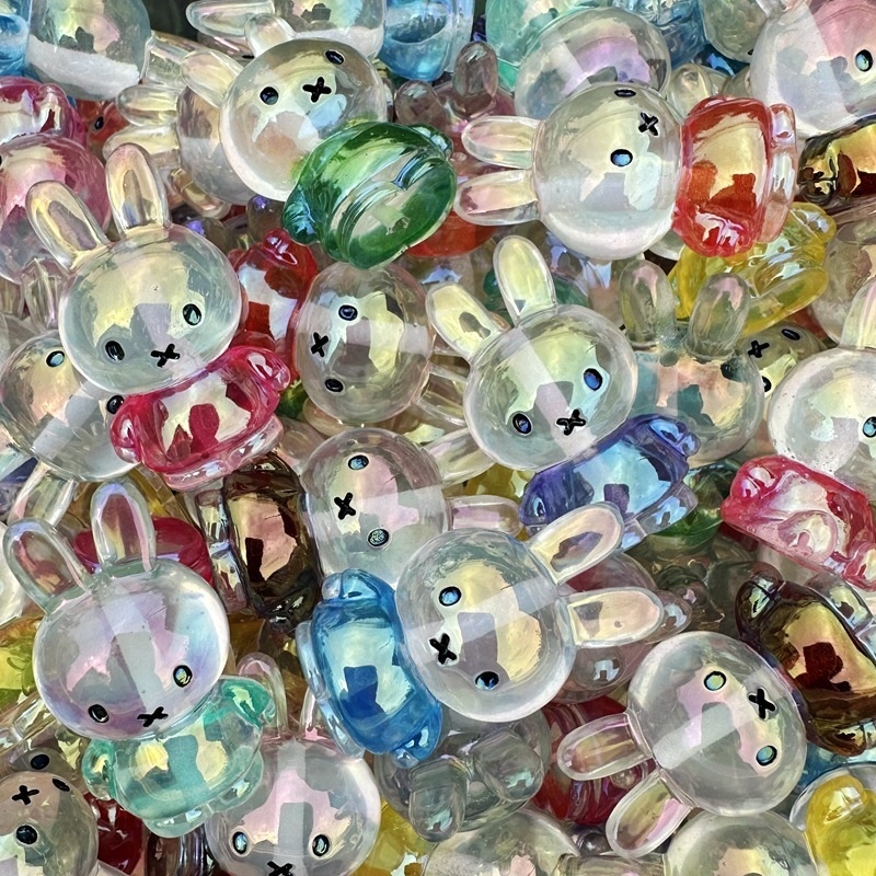 High Clear 3D Miffy Rabbit Resin Through Hole Beads, DIY Phone Lanyard, Keychain, Car Pendant & Beadable Pen Craft Accessories Wholesale