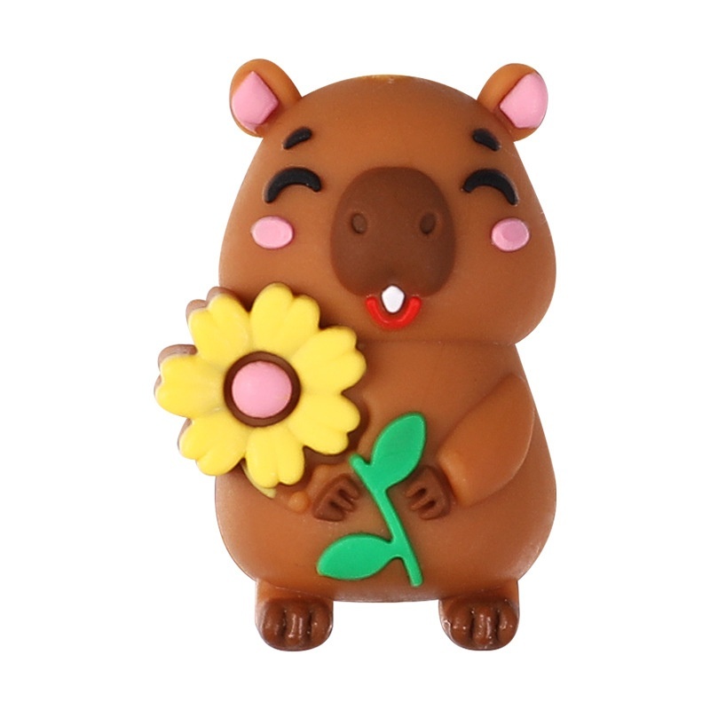 Capybara Silicone Beads BPA Free Cute Capybara Shape Soft Silicone Loose Beads for DIY Jewelry Bracelet Keychain Craft Supplies
