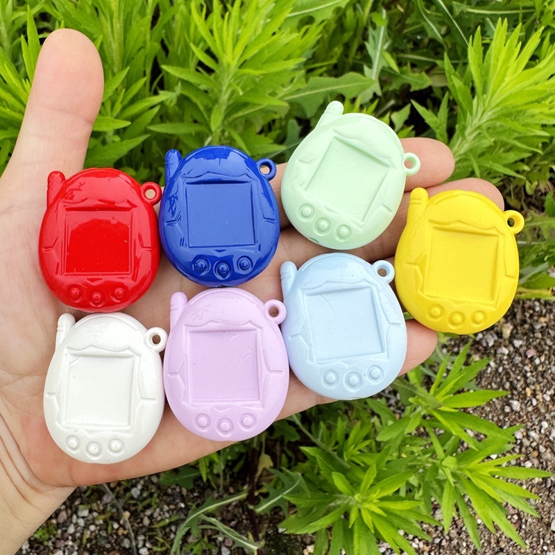 36mm Blank Baking Finish Tamagotchi Base Beads, DIY Hand-Painted Through Hole Game Console Beads for Beadable Pen, Phone Lanyard & Bag Charm Wholesale