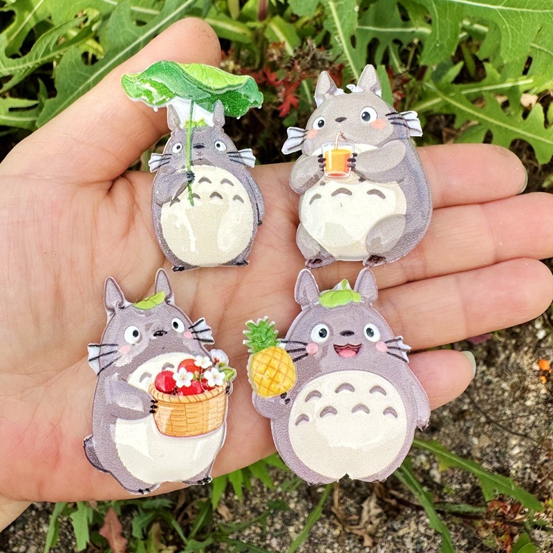 Totoro Series Double Sided Flat Through Hole Beads, DIY Beadable Pen, Phone Lanyard Keychain Bag Charm Handmade Craft Supplies Wholesale