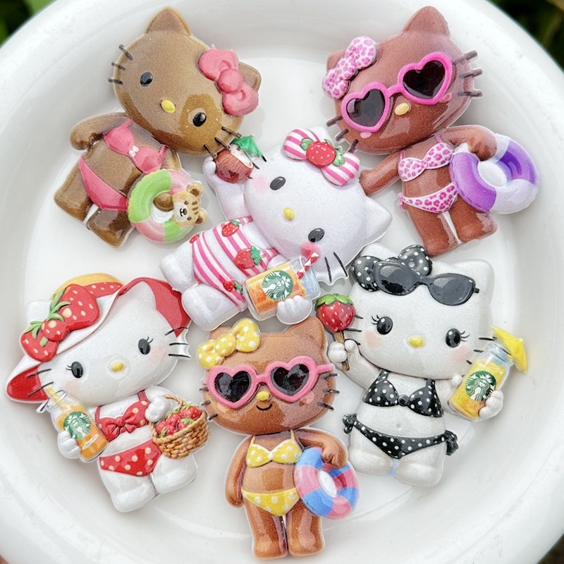 Double Sided Printed Betty Boop Through Hole Beads, DIY Phone Lanyard Bag Charm Handmade Jewelry Loose Beads Wholesale