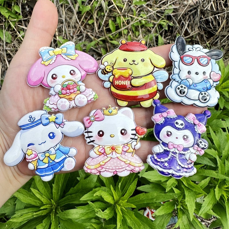 Double-sided Printed Sanrio Through-Hole Beads, DIY Beadable Pen, Phone Lanyard & Bag Charm Handmade Jewelry Loose Beads Wholesale
