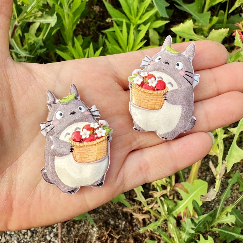 Totoro Series Double Sided Flat Through Hole Beads, DIY Beadable Pen, Phone Lanyard Keychain Bag Charm Handmade Craft Supplies Wholesale