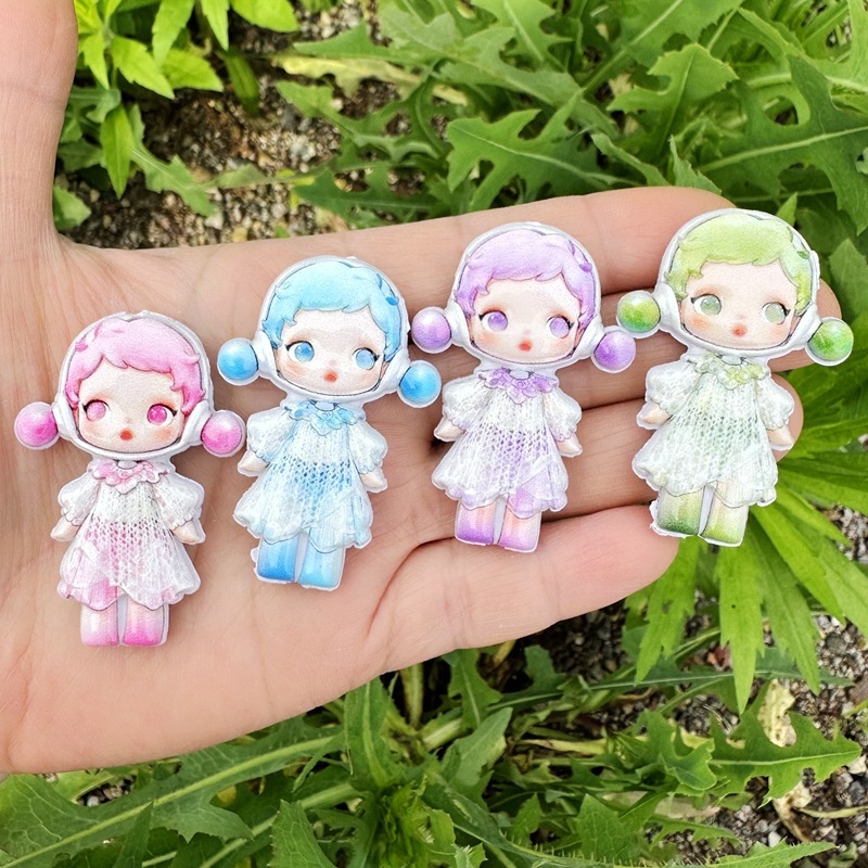 45mm Double Sided Printed SP Girl Through Hole Beads, DIY Phone Lanyard Keychain Car Pendant Beadable Pen Handmade Supplies Wholesale