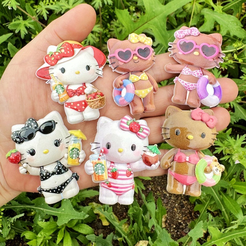 Double Sided Printed Betty Boop Through Hole Beads, DIY Phone Lanyard Bag Charm Handmade Jewelry Loose Beads Wholesale