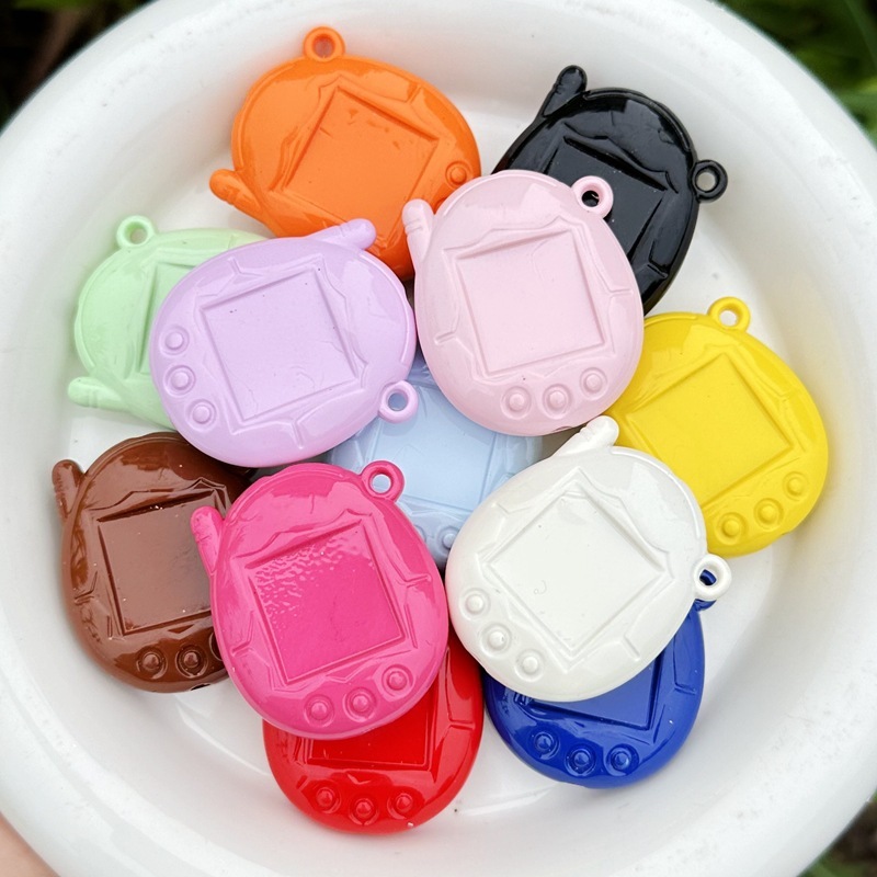 36mm Blank Baking Finish Tamagotchi Base Beads, DIY Hand-Painted Through Hole Game Console Beads for Beadable Pen, Phone Lanyard & Bag Charm Wholesale