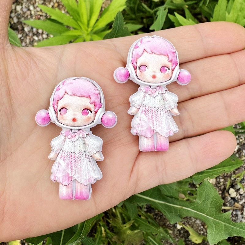 45mm Double Sided Printed SP Girl Through Hole Beads, DIY Phone Lanyard Keychain Car Pendant Beadable Pen Handmade Supplies Wholesale