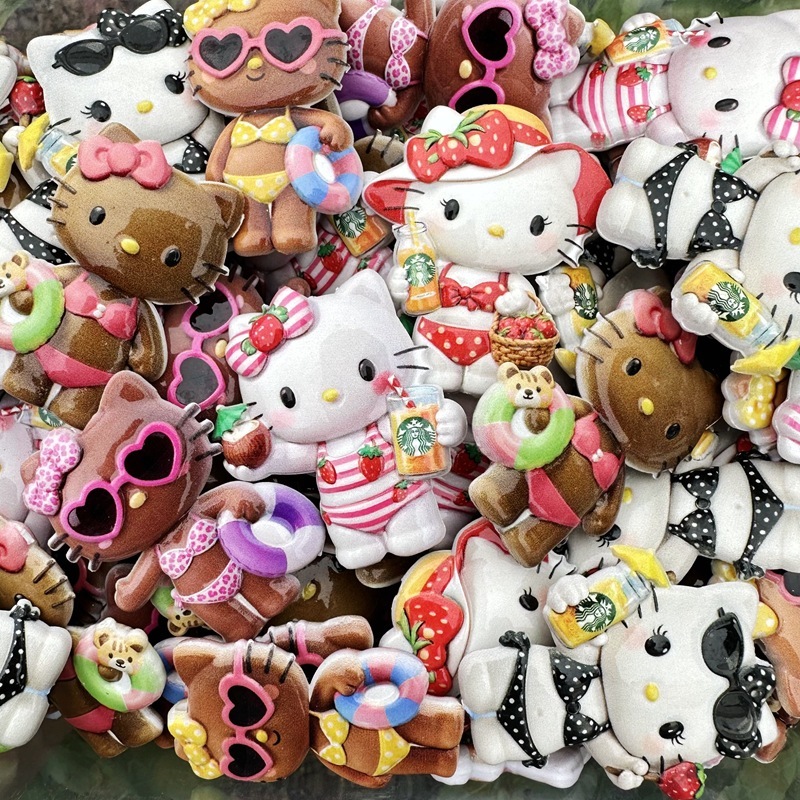 Double Sided Printed Betty Boop Through Hole Beads, DIY Phone Lanyard Bag Charm Handmade Jewelry Loose Beads Wholesale