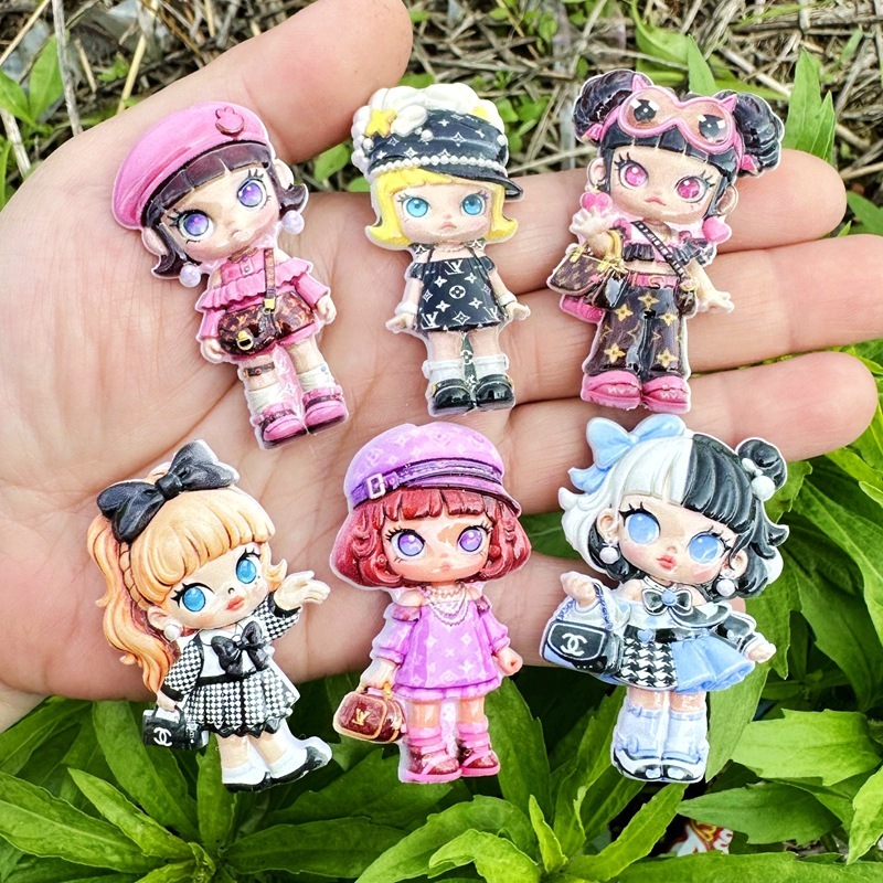 Double Sided Printed Luxury Cool Pop Mart Through Hole Beads, DIY Phone Lanyard Bag Charm Beadable Pen Handmade Craft Accessories Wholesale