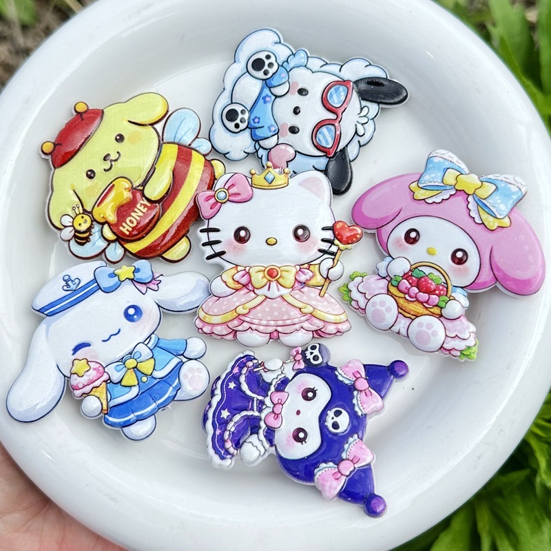 Double-sided Printed Sanrio Through-Hole Beads, DIY Beadable Pen, Phone Lanyard & Bag Charm Handmade Jewelry Loose Beads Wholesale