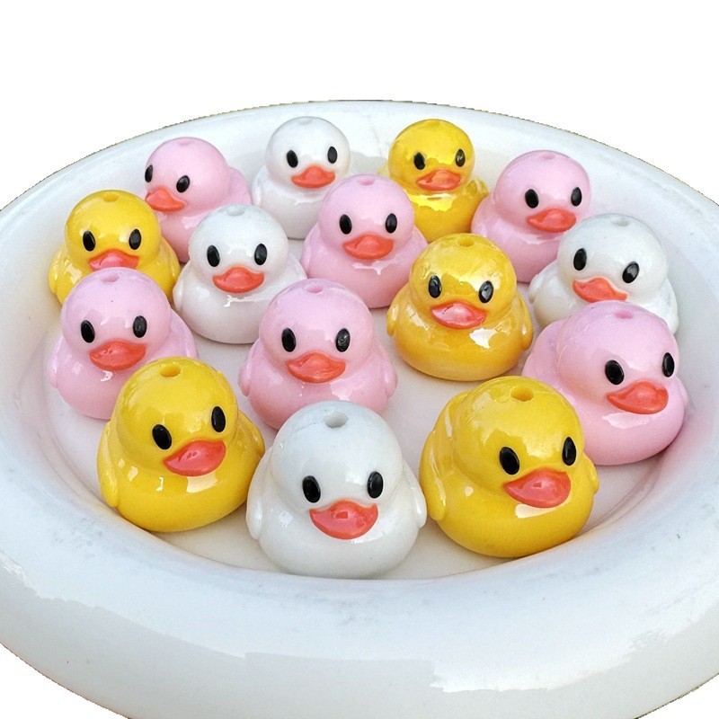 25mm Cute Little Duck Silicone Through Hole Beads, DIY Phone Lanyard Keychain Car Pendant & Beadable Pen Accessories Wholesale