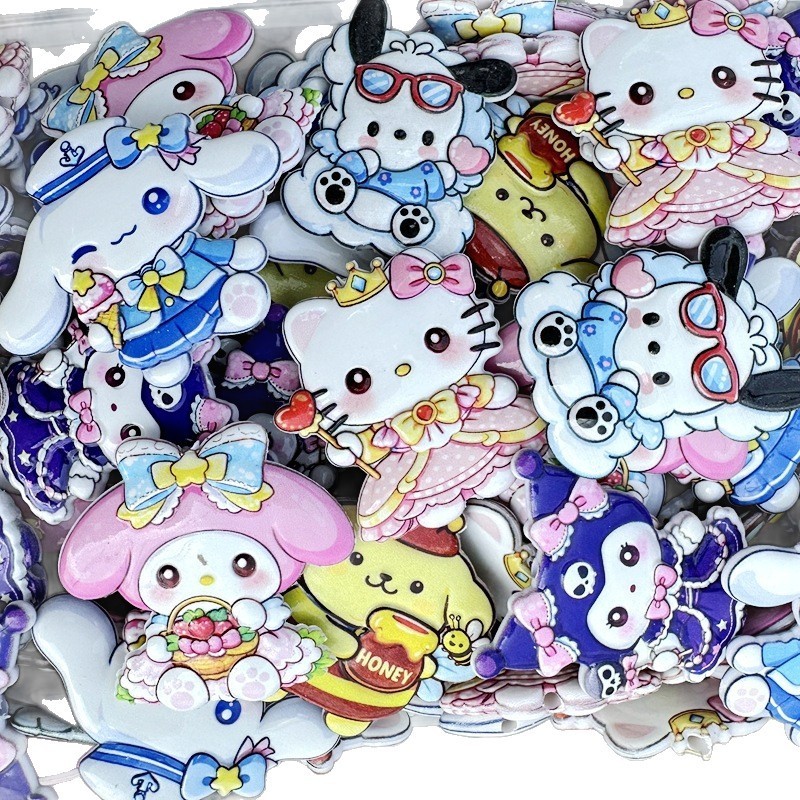 Double-sided Printed Sanrio Through-Hole Beads, DIY Beadable Pen, Phone Lanyard & Bag Charm Handmade Jewelry Loose Beads Wholesale