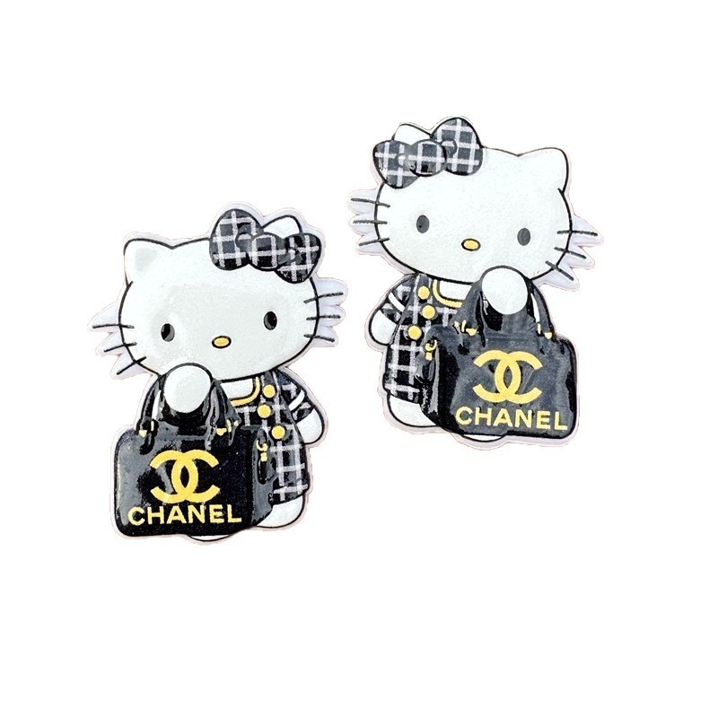 45mm Double Sided Printed Luxury Brand Style Hello Kitty Through Hole Beads, DIY Phone Lanyard Keychain Car Pendant & Beadable Pen Accessories Wholesale