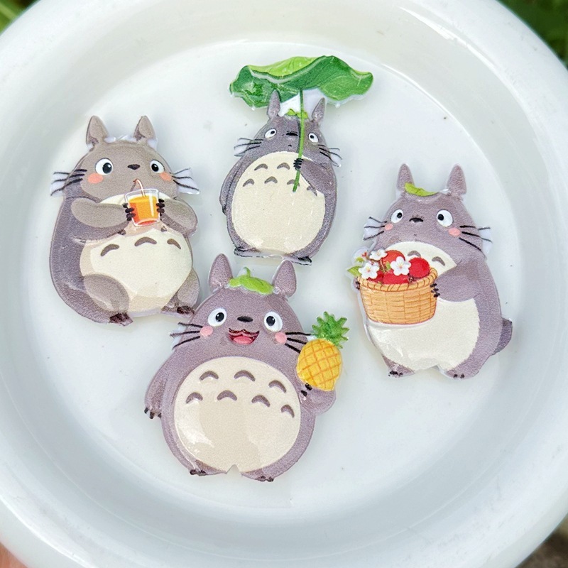 Totoro Series Double Sided Flat Through Hole Beads, DIY Beadable Pen, Phone Lanyard Keychain Bag Charm Handmade Craft Supplies Wholesale