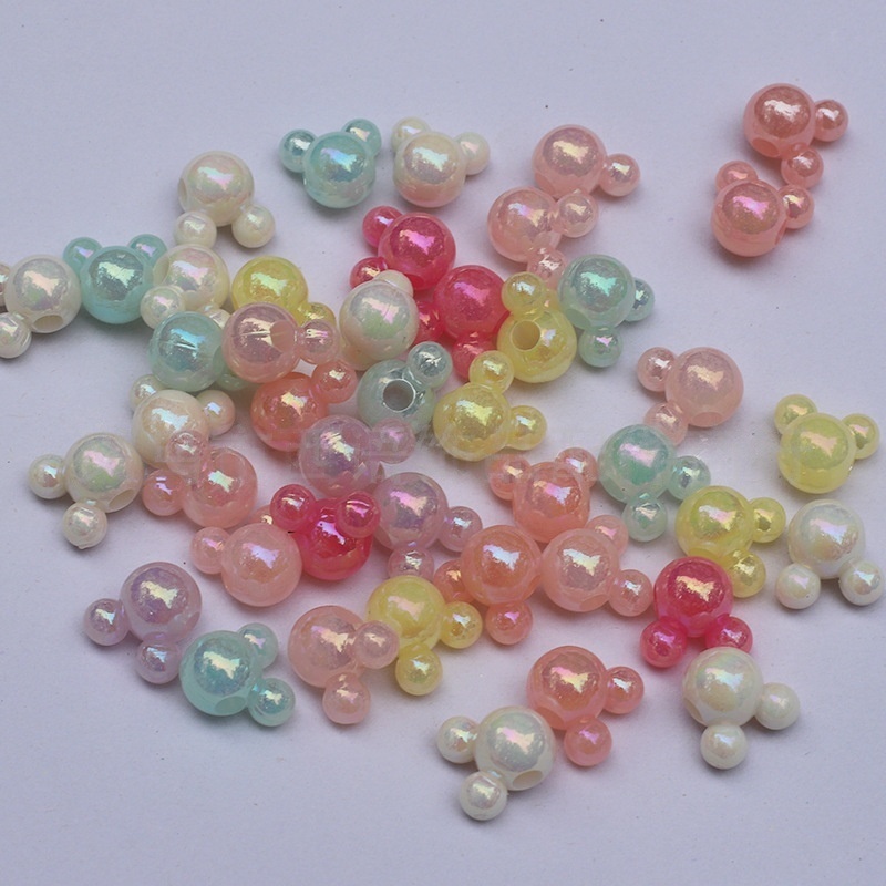 Mixed Color Large Hole Mickey Acrylic Beads, Kids DIY Jewelry, Phone Lanyard Making Loose Beads Wholesale