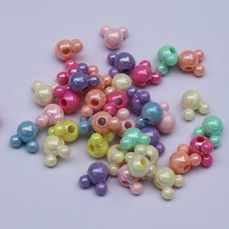 Mixed Color Large Hole Mickey Acrylic Beads, Kids DIY Jewelry, Phone Lanyard Making Loose Beads Wholesale