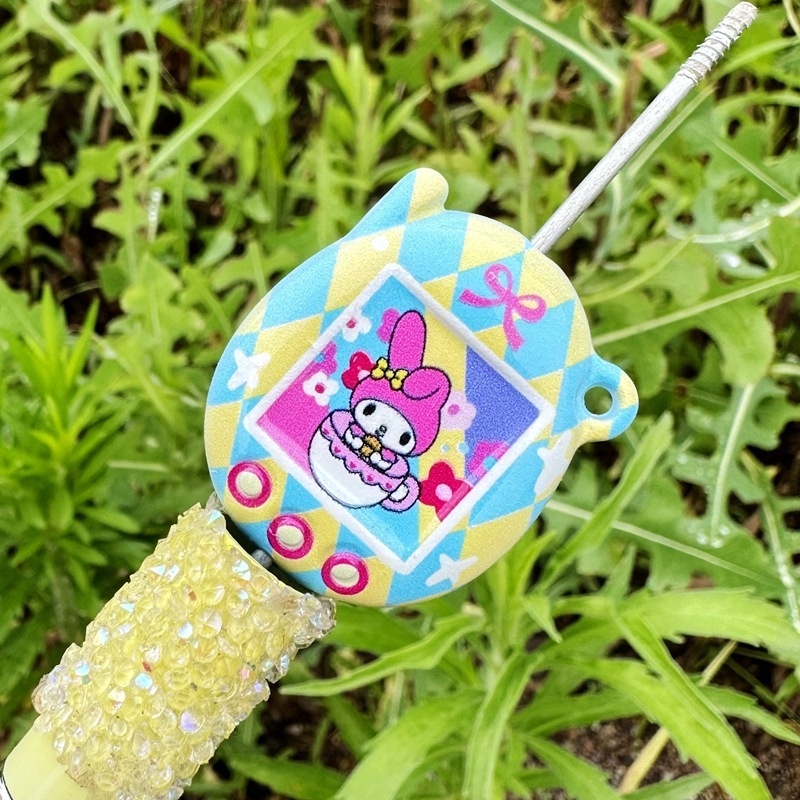 Baking Varnish Sanrio My Melody Double Sided Printed Tamagotchi Beads, Through Hole Resin Beads DIY Keychain Phone Lanyard Craft Supplies Wholesale