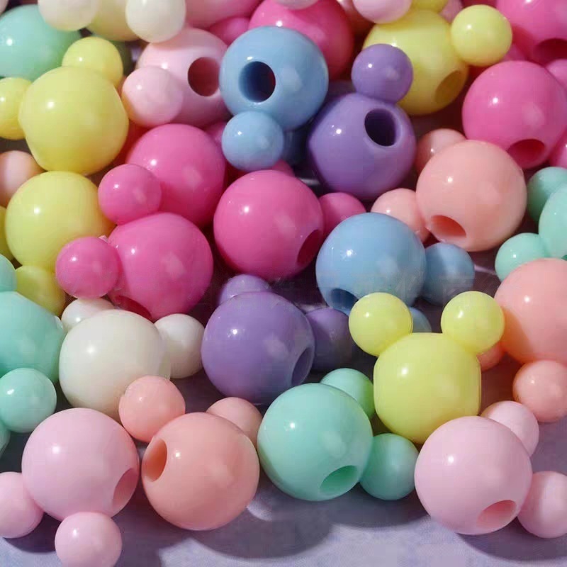 Mixed Color Large Hole Mickey Acrylic Beads, Kids DIY Jewelry, Phone Lanyard Making Loose Beads Wholesale