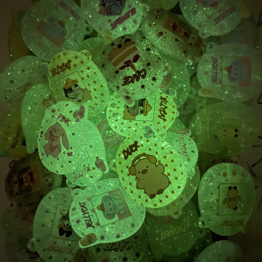Luminous Embossed Tamagotchi Jelly Beads, DIY Beadable Pen, Phone Lanyard & Bag Charm Handmade Jewelry Supplies Wholesale