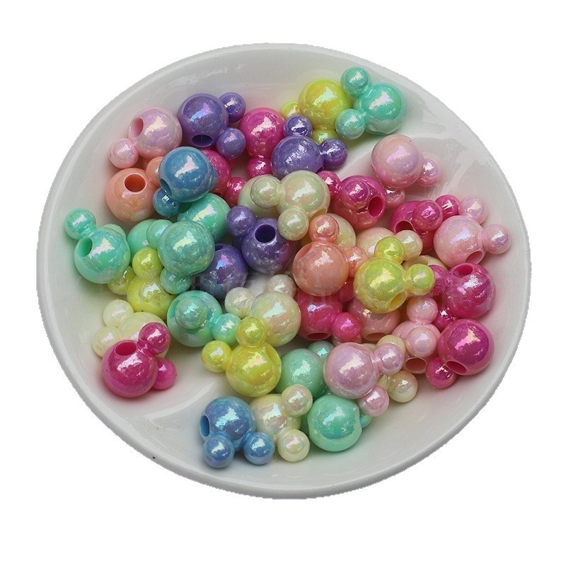 Mixed Color Large Hole Mickey Acrylic Beads, Kids DIY Jewelry, Phone Lanyard Making Loose Beads Wholesale