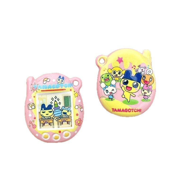 Mameguchi Double Sided Printed Tamagotchi Beads, Through Hole Resin Beads for DIY Car Pendant, Phone Lanyard & Handmade Jewelry Wholesale