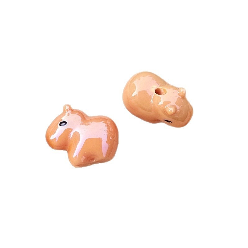 3D Animal Through Hole Resin Beads, DIY Phone Lanyard Bag Charm Handmade Jewelry New Year Craft Supplies Wholesale