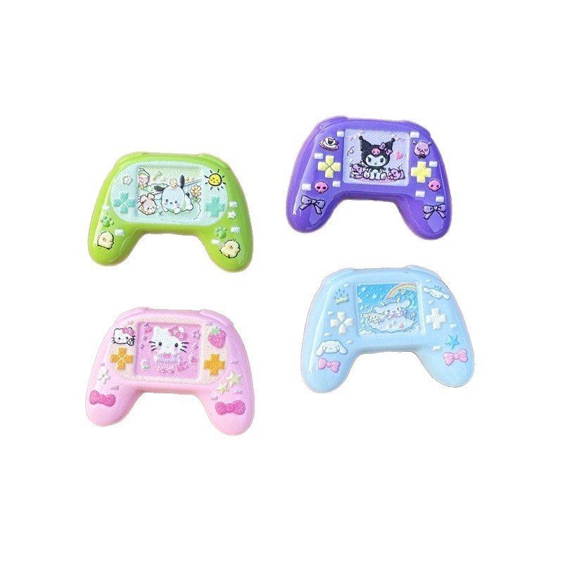 Baking Finish Double-Sided Printed Sanrio Game Controller Shaped Beads, DIY Beadable Pen, Phone Lanyard Handmade Jewelry Supplies Wholesale