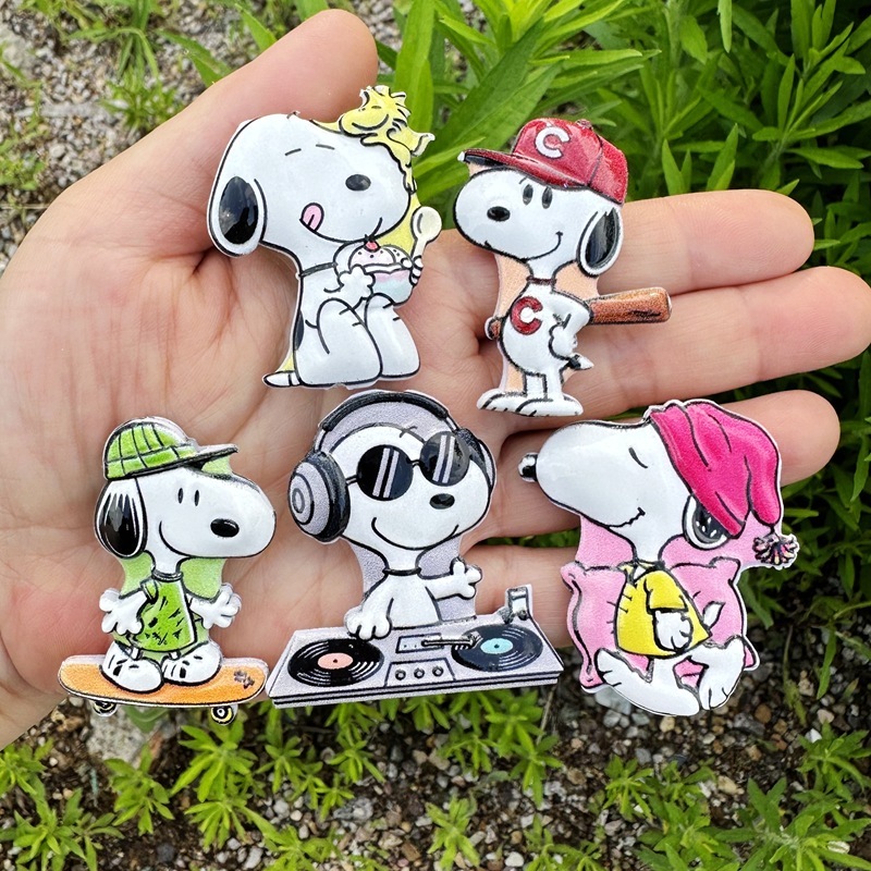 Cool Style Snoopy Double Sided Flat Through Hole Beads, DIY Phone Lanyard Keychain Bag Charm Handmade Accessories Wholesale