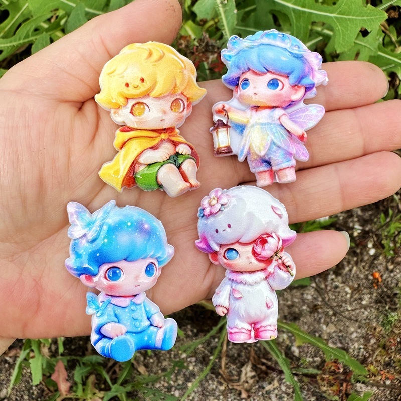 Fairy Tale Dimoo Double Sided Flat Through Hole Beads, DIY Beadable Pen Phone Lanyard Keychain Bag Charm Handmade Craft Supplies Wholesale