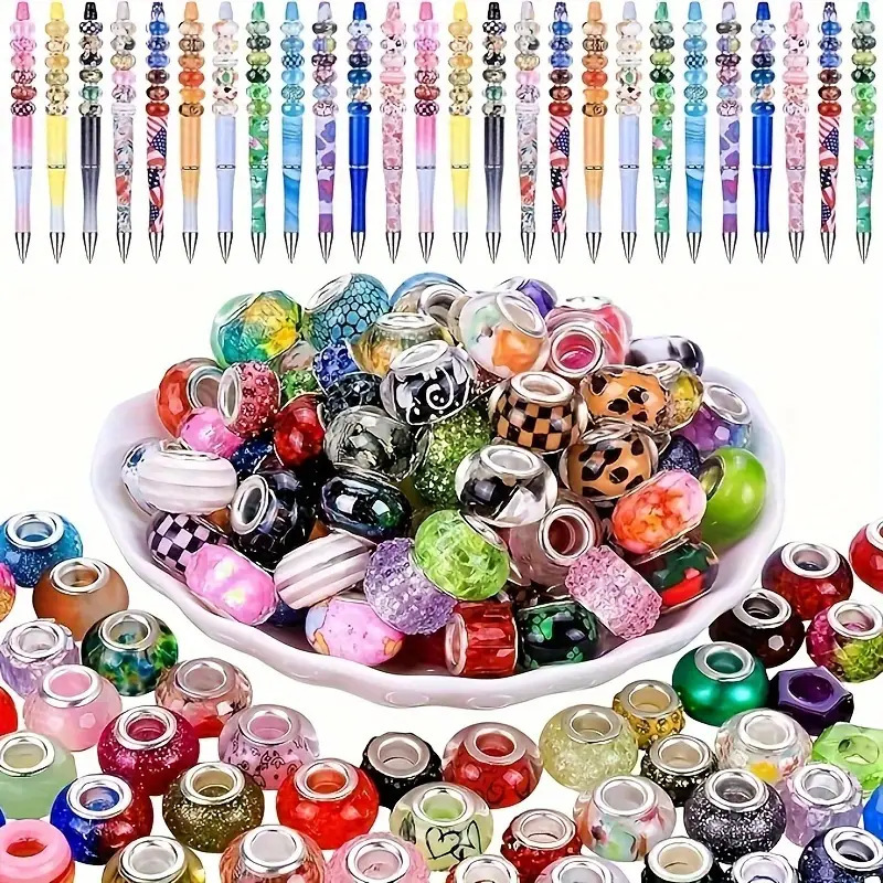 Mixed Color Large Hole Resin Beads Bulk, Popular DIY Bracelet Making Loose Beads Jewelry Accessories Wholesale