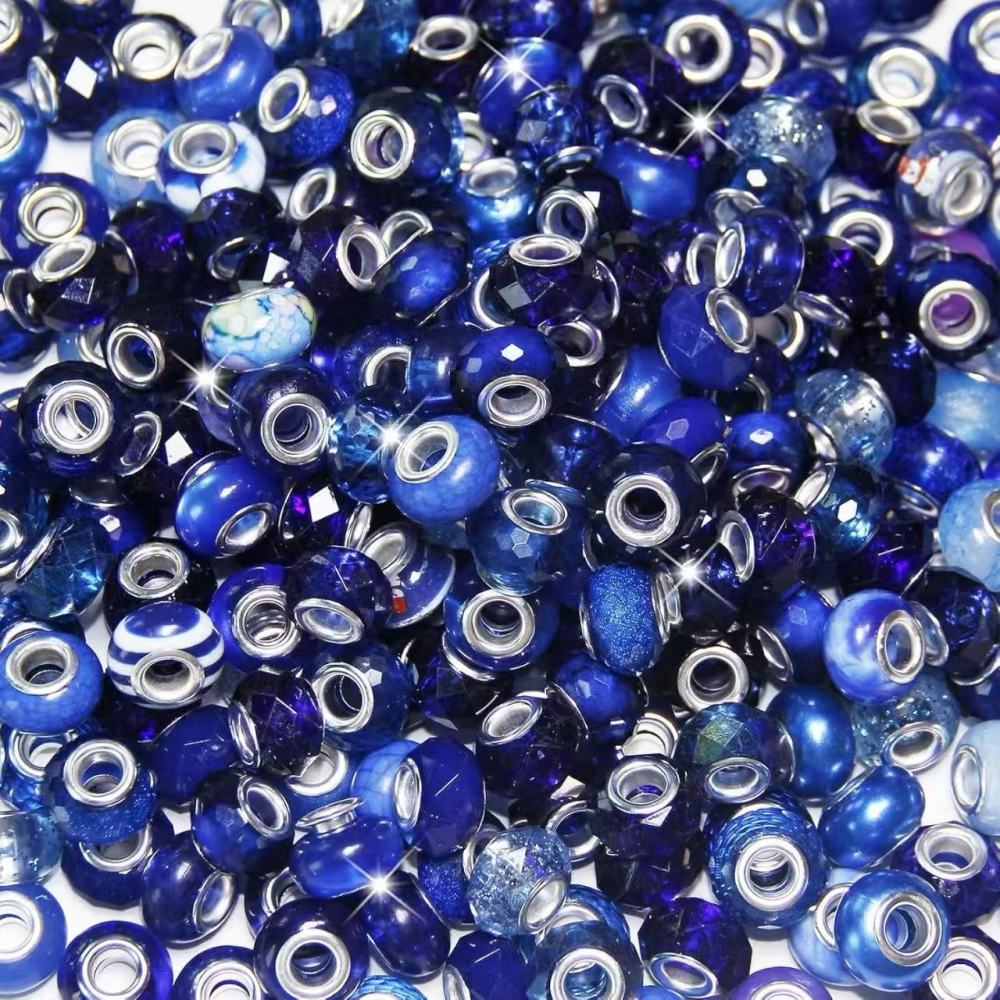 Mixed Color Large Hole Resin Beads Bulk, Popular DIY Bracelet Making Loose Beads Jewelry Accessories Wholesale