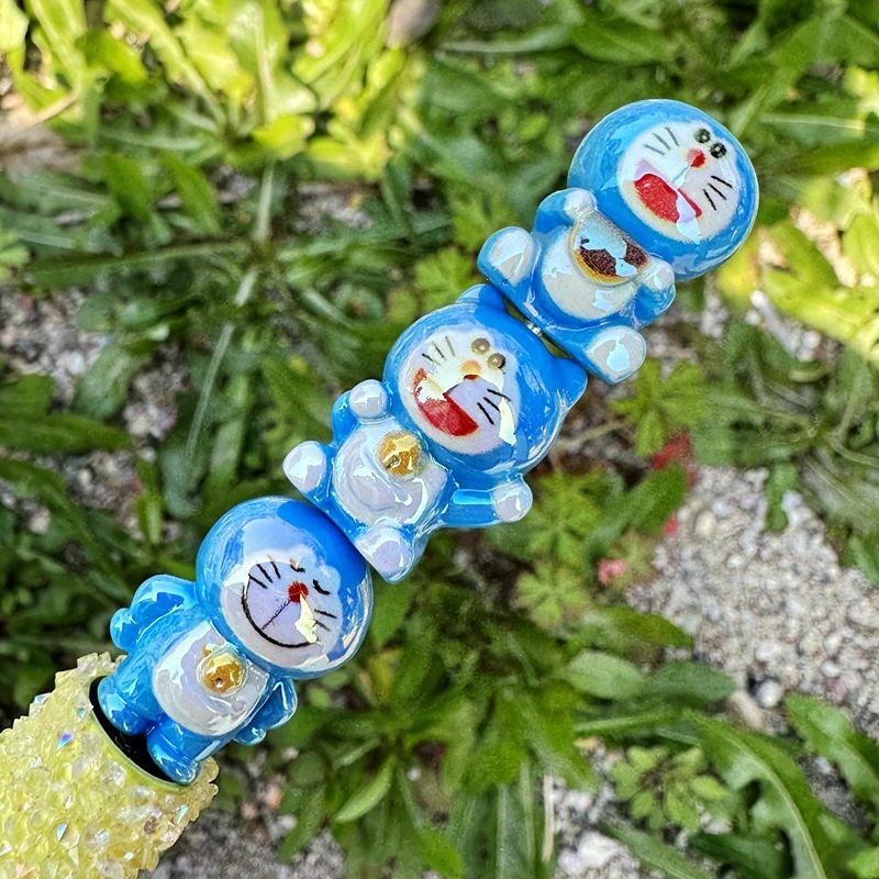 3D Cartoon Doraemon Resin Through Hole Beads, DIY Bracelet Keychain Bag Charm Handmade Jewelry Making Supplies Wholesale