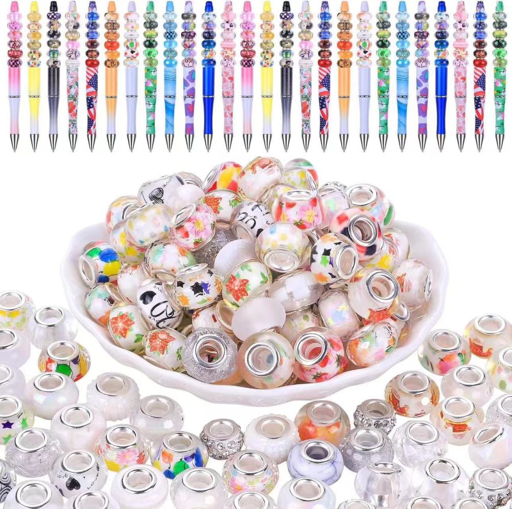 Mixed Color Large Hole Resin Beads Bulk, Popular DIY Bracelet Making Loose Beads Jewelry Accessories Wholesale