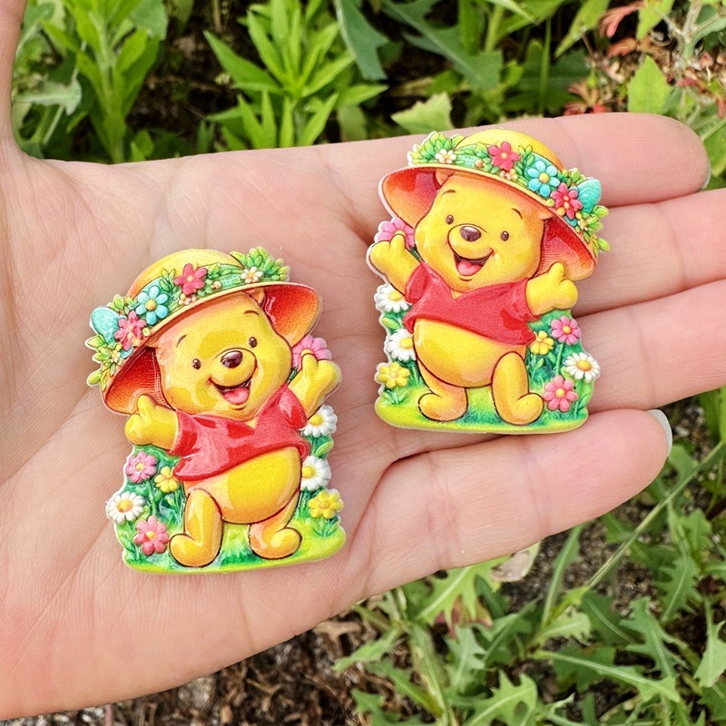 Winnie the Pooh Double Sided Flat Through Hole Beads, DIY Beadable Pen Phone Lanyard Keychain Bag Charm Handmade Craft Supplies Wholesale