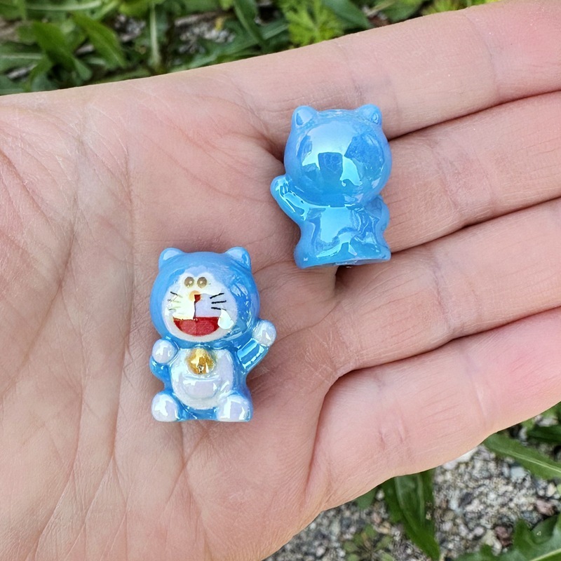 3D Cartoon Doraemon Resin Through Hole Beads, DIY Bracelet Keychain Bag Charm Handmade Jewelry Making Supplies Wholesale