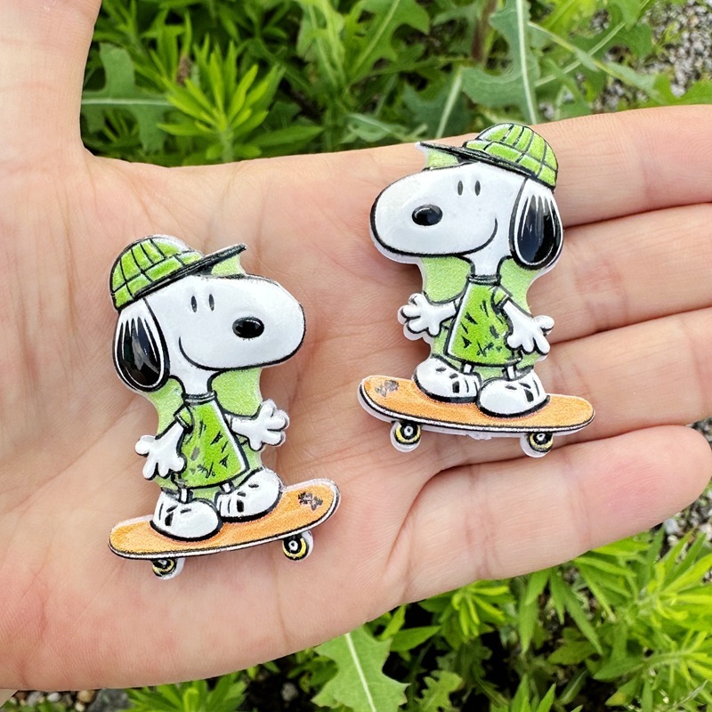 Cool Style Snoopy Double Sided Flat Through Hole Beads, DIY Phone Lanyard Keychain Bag Charm Handmade Accessories Wholesale